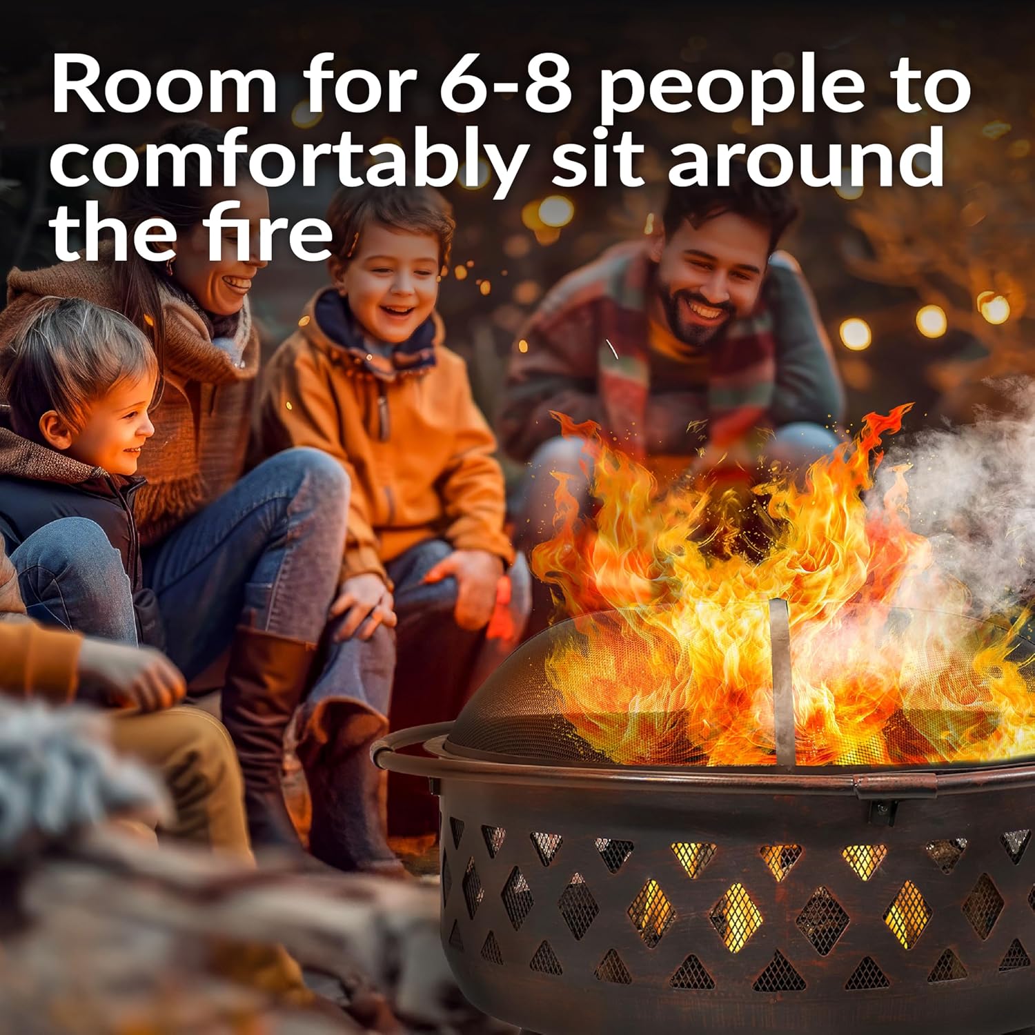 Sunnydaze Crossweave 36" Large Outdoor Fire Pit, Wood Burning, Round