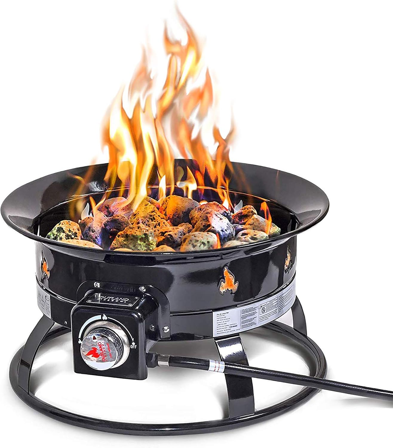 Outland Living Portable Propane Fire Pit, 19-inch, 58,000 BTU with Fire Pit Cover & Carry Kit