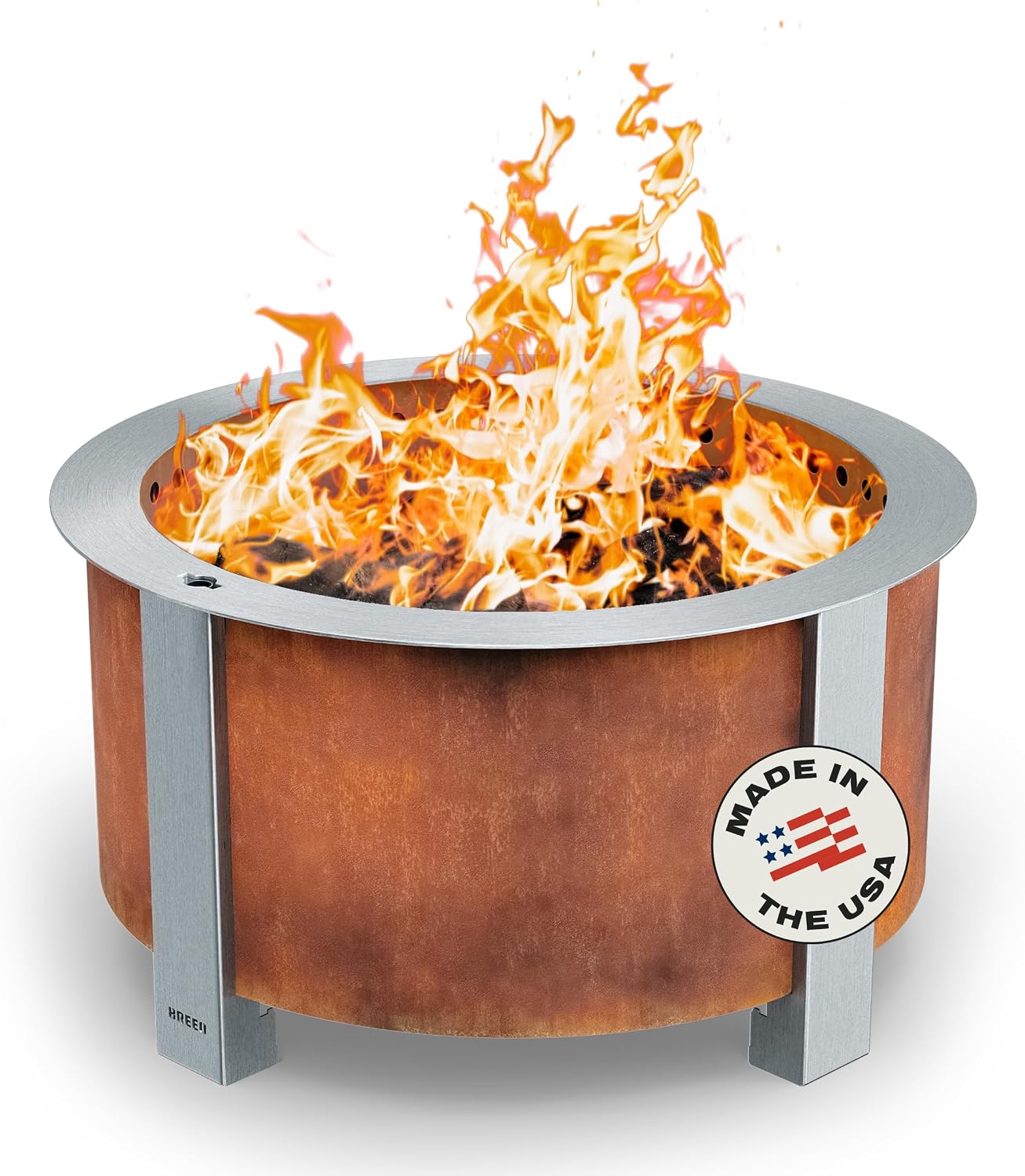 Breeo X Series 24 - Corten Steel Smokeless Fire Pit for Outside - 27.5 in
