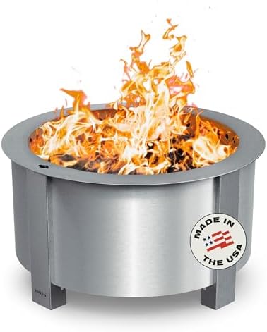 Breeo X Series 24 - Stainless Steel Smokeless Fire Pit for Outside - 27.5 in