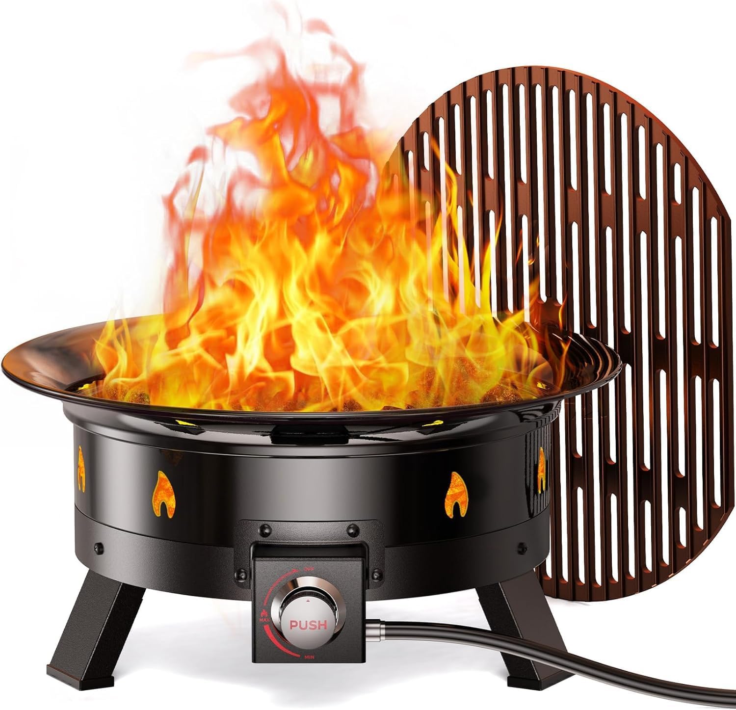Ciays Large Propane Fire Pit 19 Inch, Gas Fire Pit with Grill Grate, Folding ...