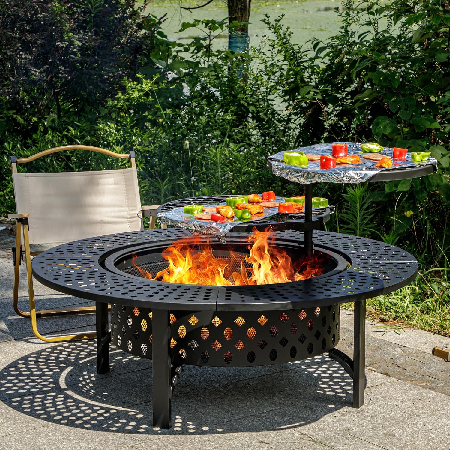 OutVue 47 Inch Fire Pit with 2 Grills