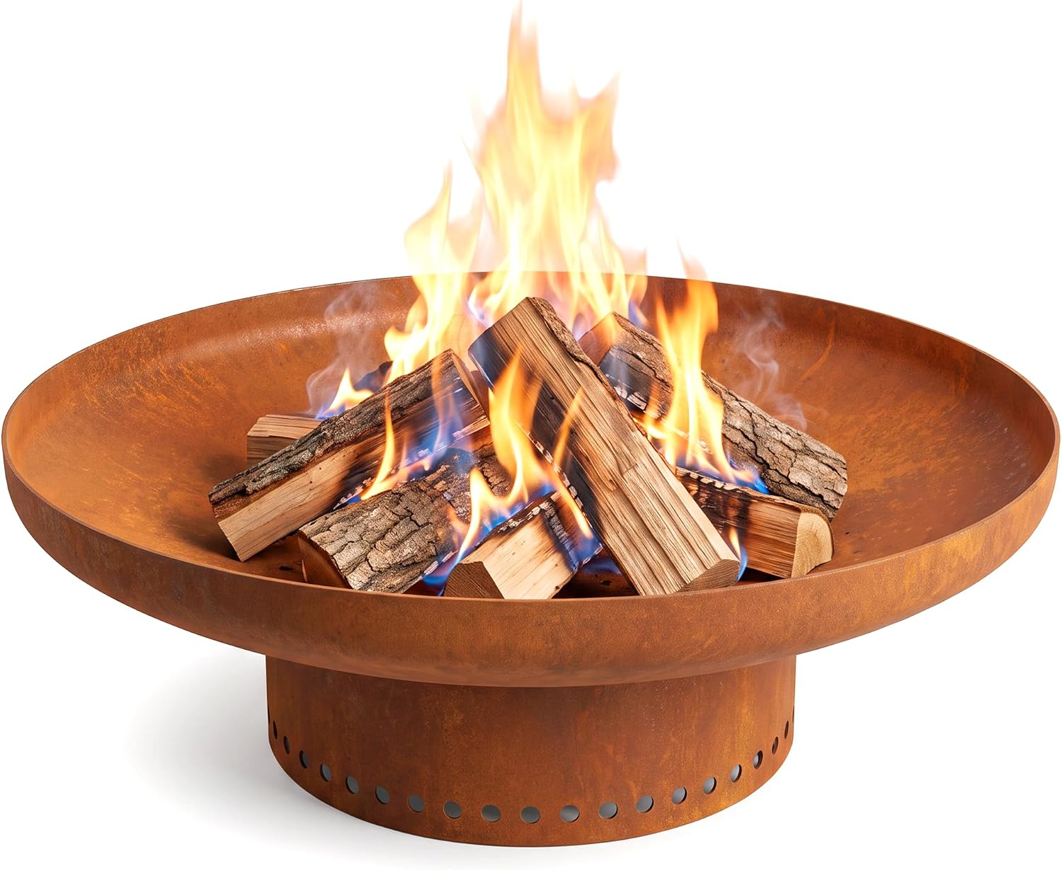 23.6 in Fire Pit, Round Outdoor Wood Burning Steel Fire Bowl