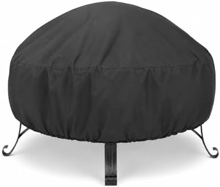 Round Fire Pit Cover for Yaheetech 23.5 inch Smokeless Fire Pit with Stand 2023 2024 2025 2026+,Waterproof 210D Oxford Fabric with UV-Resistant Lining,Drawstring and Hook & Loop Fasteners